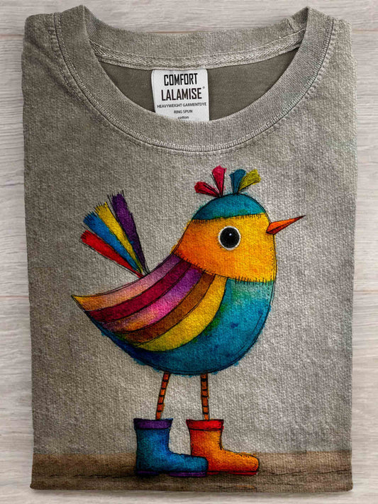 Rainbow Bird Art Print Casaul Short Sleeve T-shirt