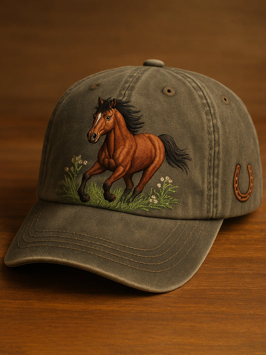 Vintage Horse Art Casual Print Hat