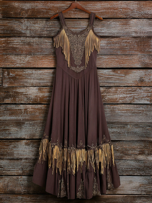 Vintage Western Art Print Casual Dress