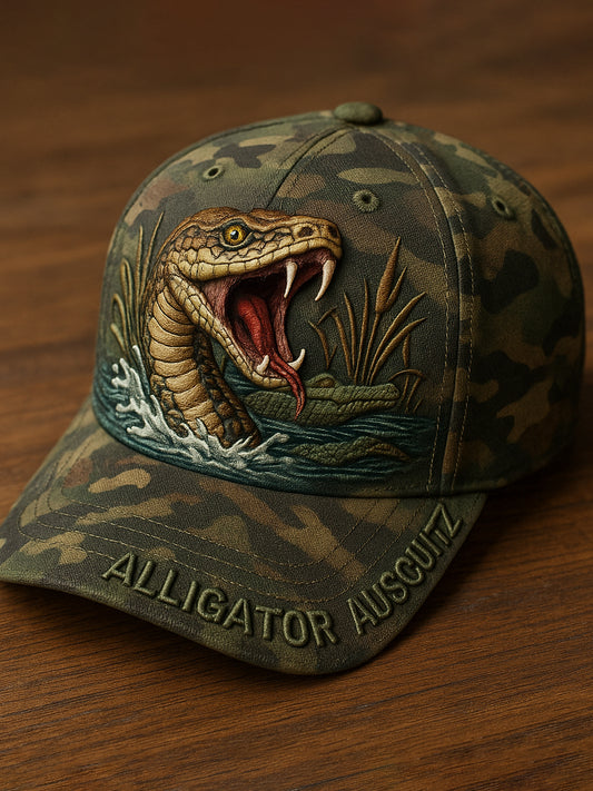 Vintage Alligator Auschwitz Fun Florida Everglades Art Casual Print Hat