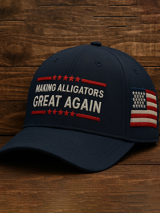Vintage Alligator Alcatraz Fun Florida Everglades Art Casual Print Hat