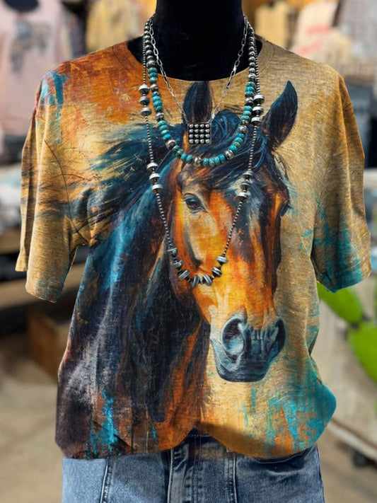 Horse Print Casual T-shirt