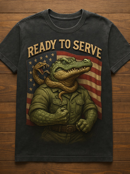 Vintage Alligator Alcatraz Fun Florida Everglades Art Print Casual T-Shirt