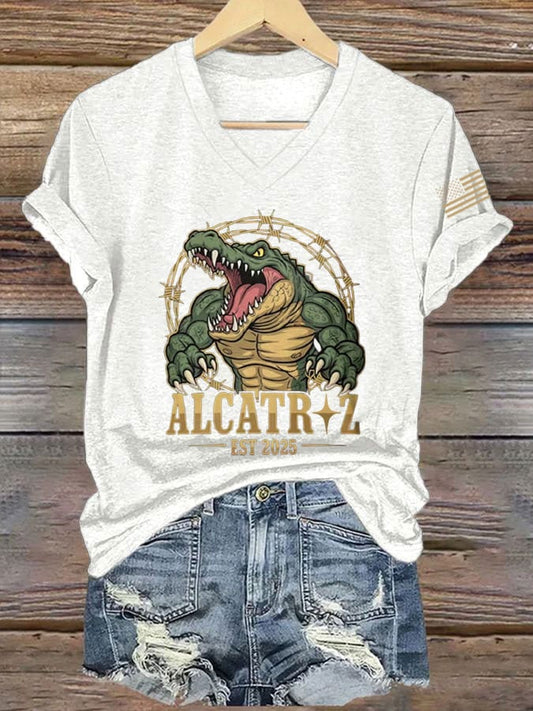 Women's Alligator Casual V-Neck T-Shirt