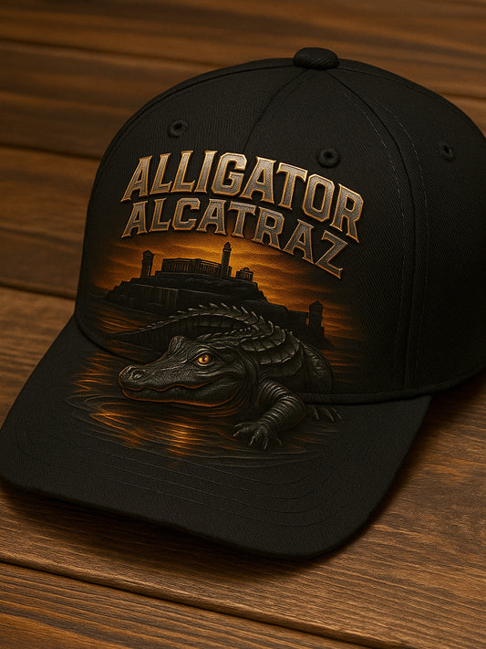 Retro Alligator Alcatraz Funny Florida Everglades Art Casual Prints Cap