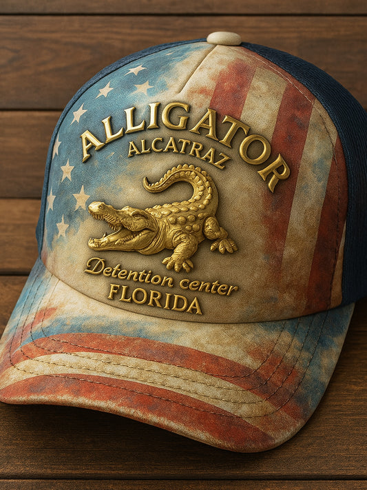Alligator Alcatraz Fun Florida Everglades Art Casual Print Hat