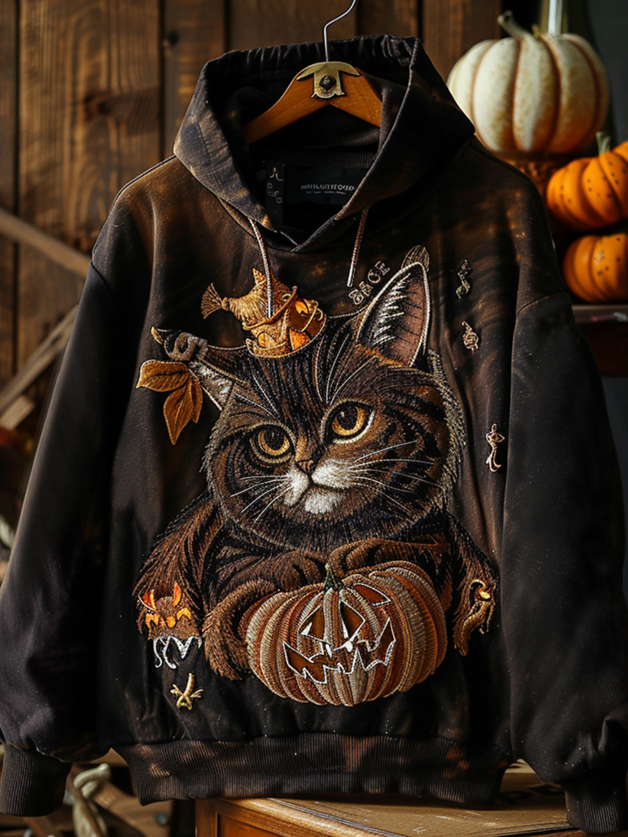 Halloween Cat Art Print Hoodie