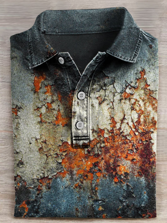 Vintage Art Print Casaul Short SLeeve Polo Shirt