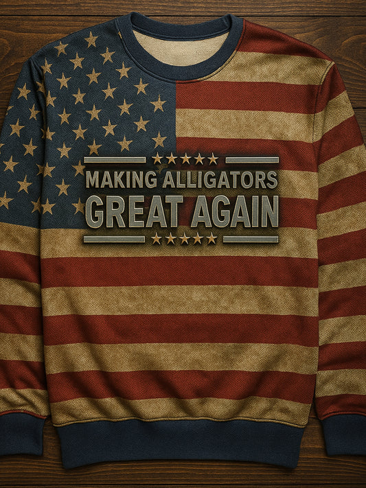 Vintage Alligator Alcatraz Fun Florida Everglades Art Print Casual Sweatshirt
