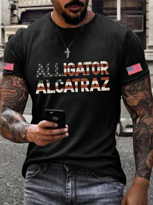 Men's Retro Alligator Alcatraz Funny Florida Everglades Dark Humor T-shirt