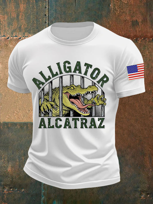 Men's Retro Alligator Alcatraz Funny Florida Everglades Dark Humor T-shirt