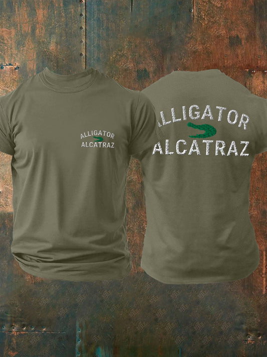 Men's Retro Alligator Alcatraz Funny Florida Everglades Dark Humor T-shirt