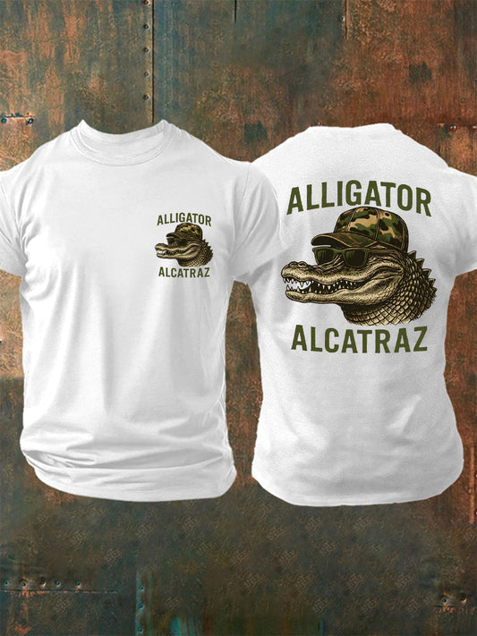 Men's Retro Alligator Alcatraz Funny Florida Everglades Dark Humor Tee