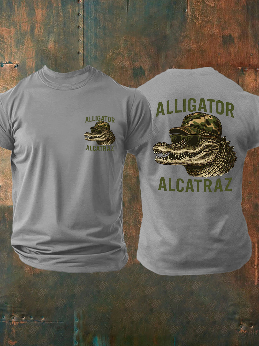 Men's Retro Alligator Alcatraz Funny Florida Everglades Dark Humor Tee
