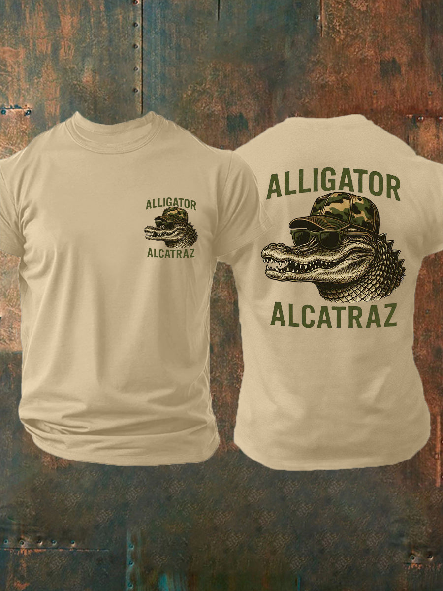 Men's Retro Alligator Alcatraz Funny Florida Everglades Dark Humor Tee