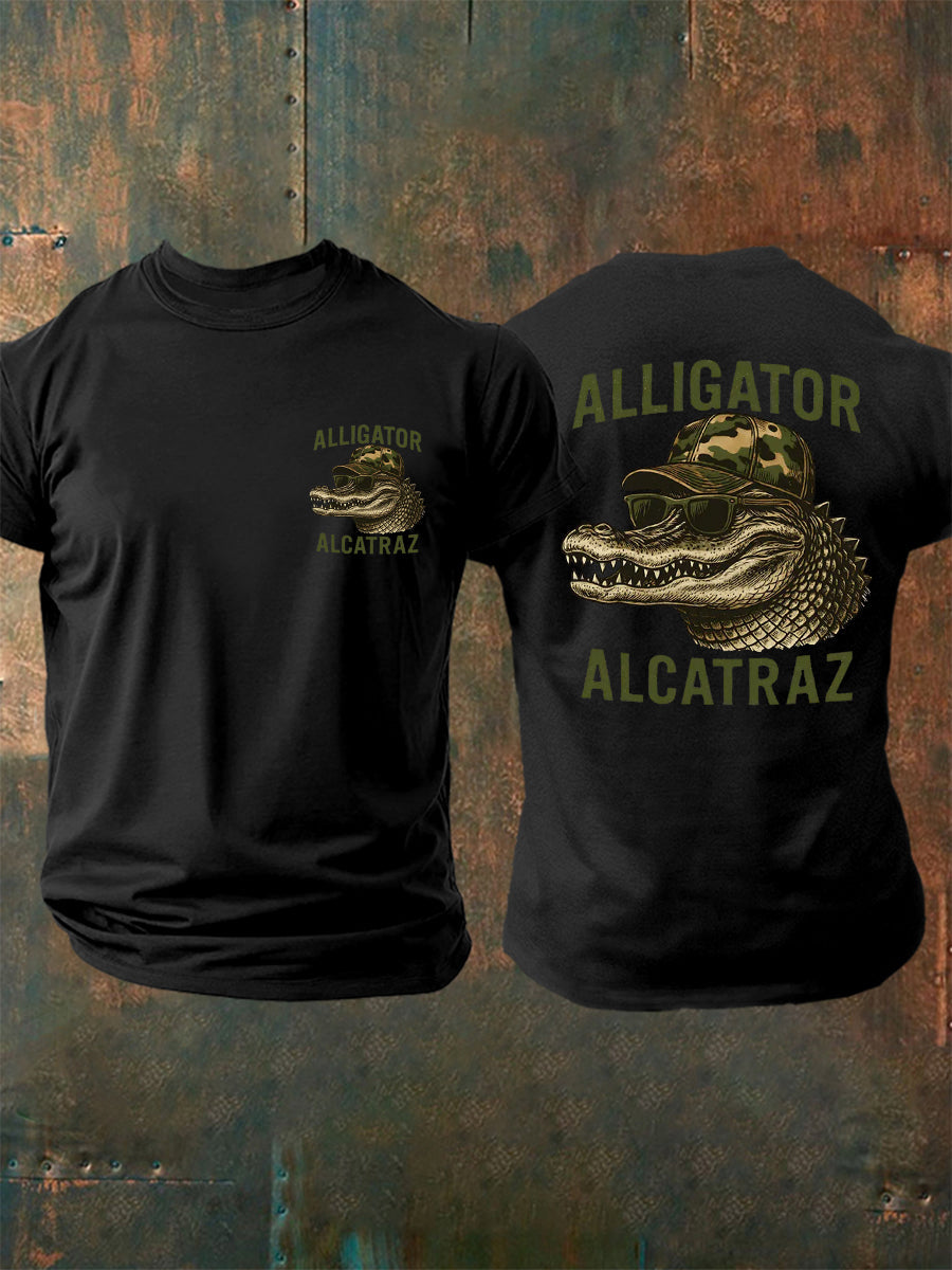 Men's Retro Alligator Alcatraz Funny Florida Everglades Dark Humor Tee