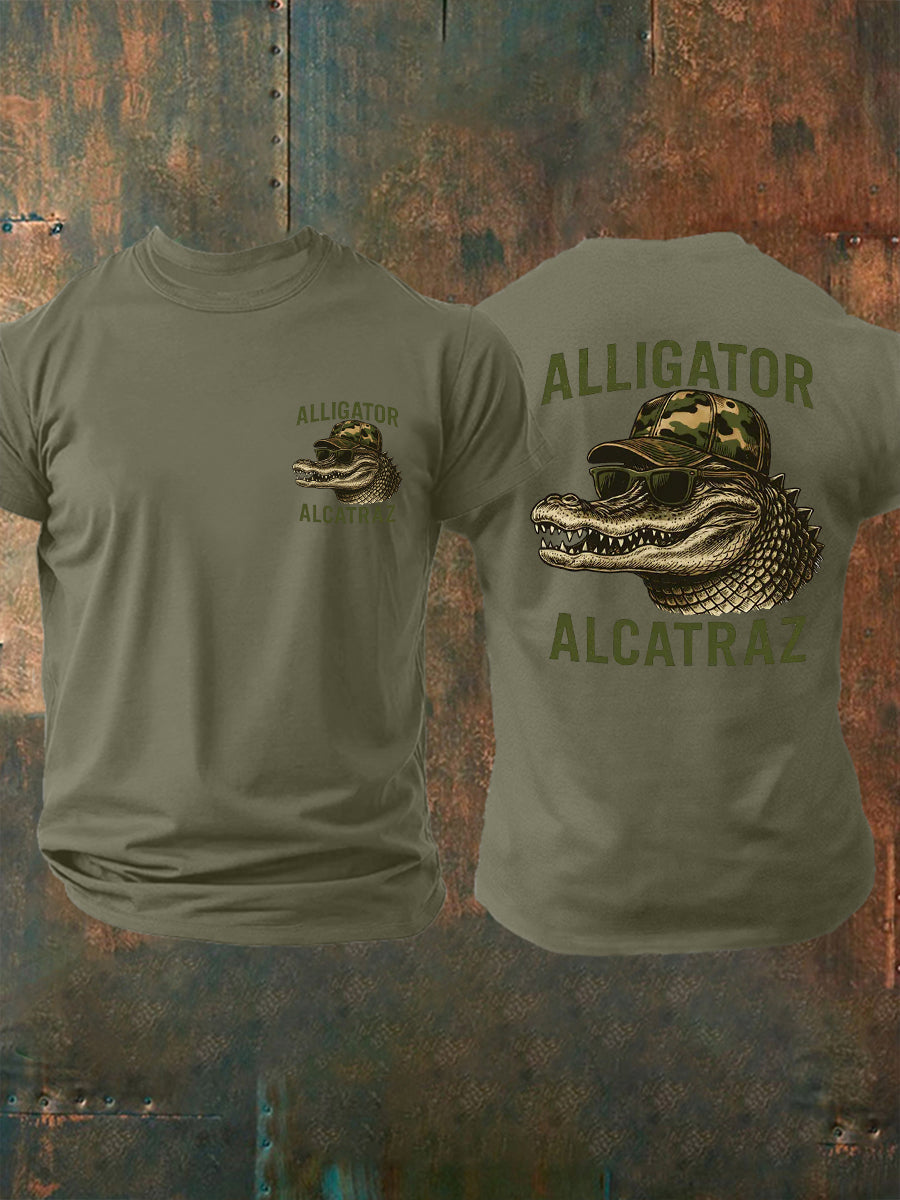 Men's Retro Alligator Alcatraz Funny Florida Everglades Dark Humor Tee