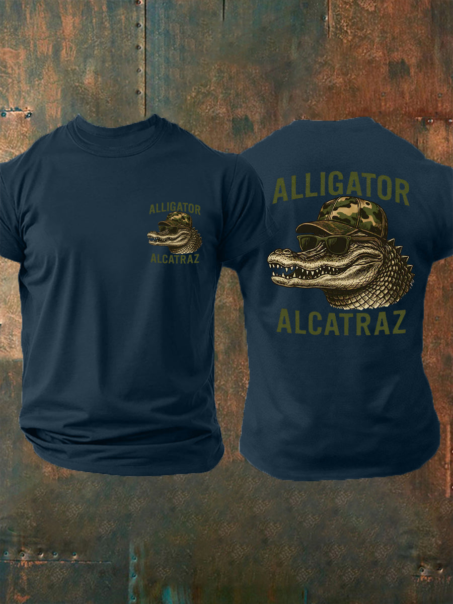 Men's Retro Alligator Alcatraz Funny Florida Everglades Dark Humor Tee
