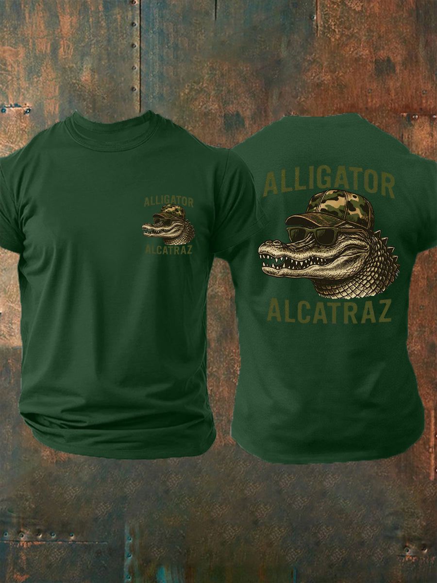 Men's Retro Alligator Alcatraz Funny Florida Everglades Dark Humor Tee