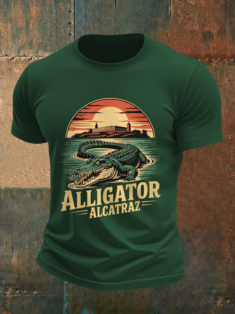 Men's Retro Alligator Alcatraz Funny Florida Everglades Dark Humor Tee