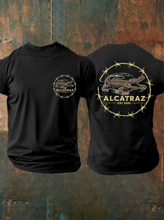 Men's Retro Alligator Alcatraz Funny Florida Everglades Dark Humor Tee