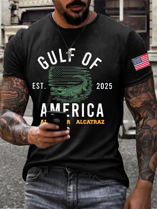 Men's Alligator Alcatraz Gulf of America Printed T-Shirt