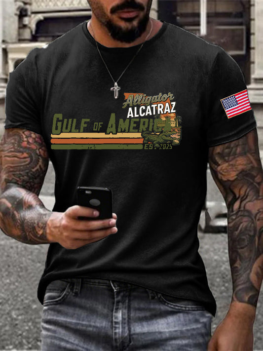 Men's Alligator Alcatraz Gulf of America Printed T-Shirt