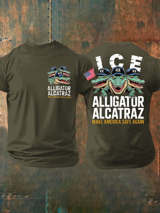 Men's Retro Alligator Alcatraz Funny Florida Everglades Dark Humor T-shirt