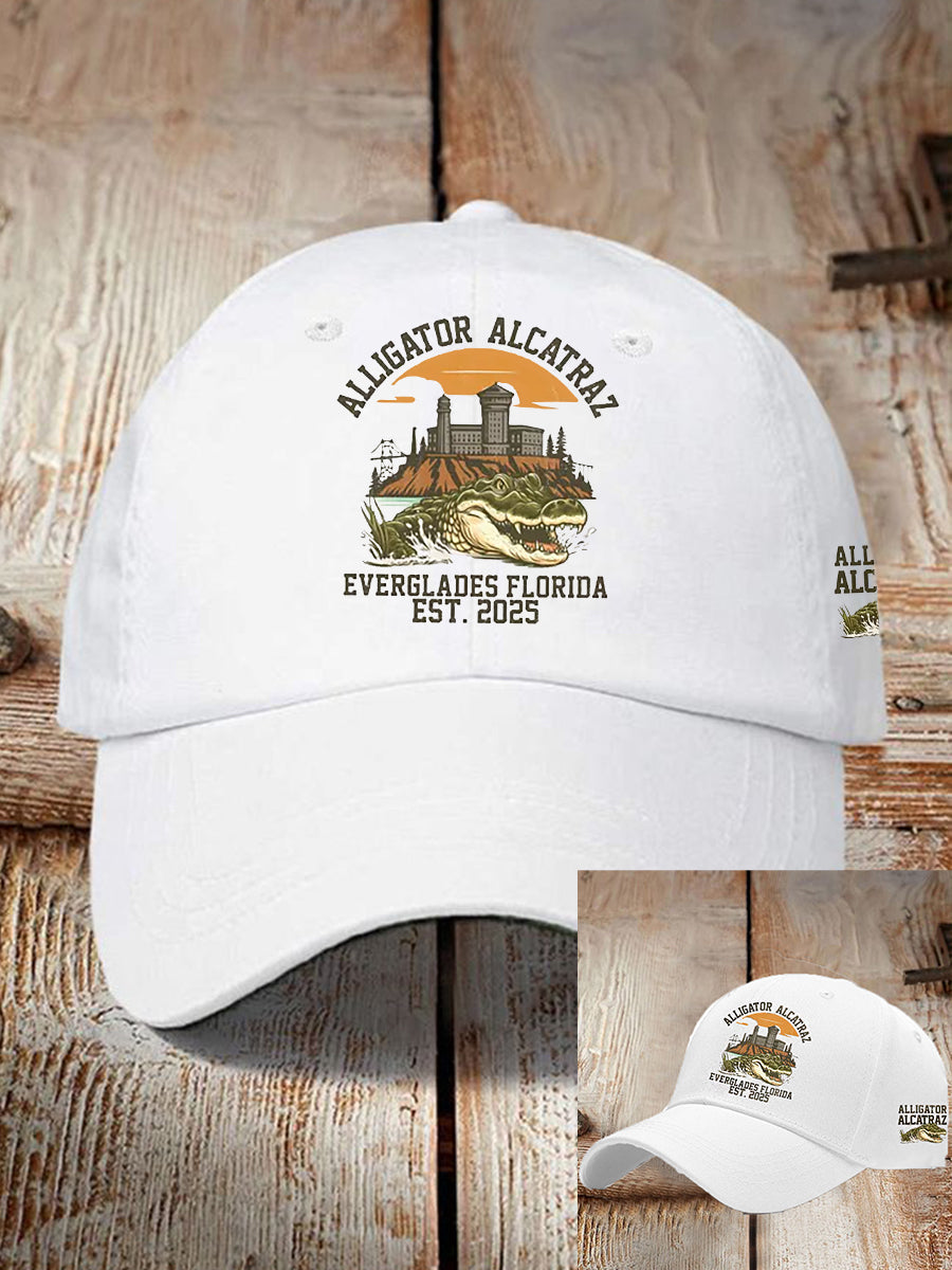 Unisex Retro Alligator Alcatraz Funny Florida Everglades Dark Humor Hat