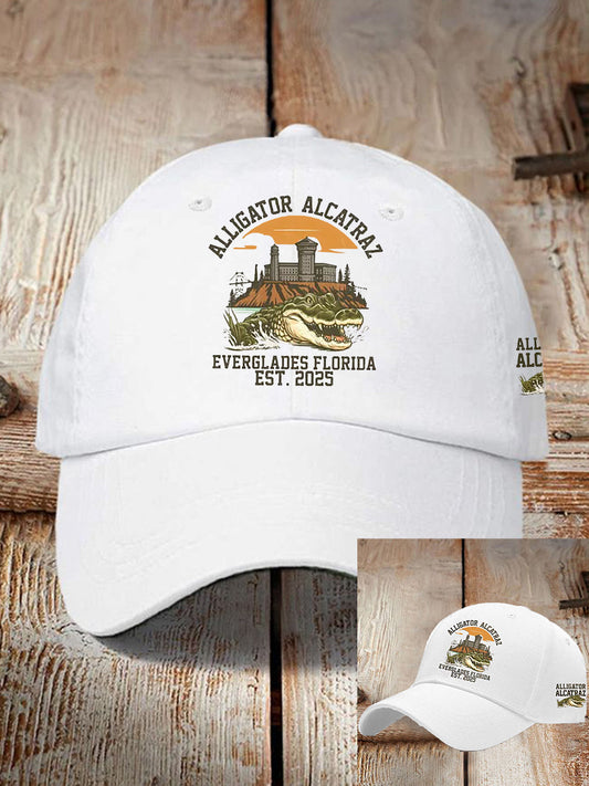 Unisex Retro Alligator Alcatraz Funny Florida Everglades Dark Humor Hat
