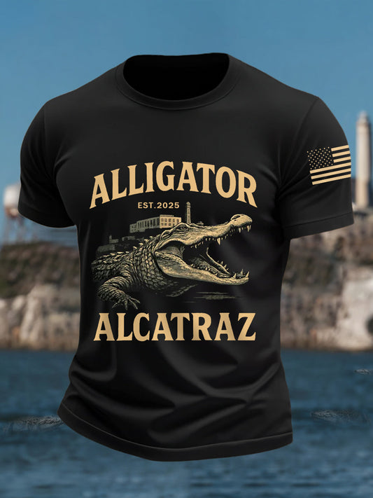 Men's Retro Alligator Alcatraz Funny Florida Everglades Dark Humor Tee